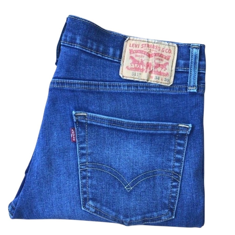 LEVIS 511 straight leg blue denim 34 streamlined narrow seat and thigh slim fit